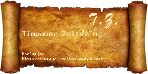 Timpauer Zoltán névjegykártya