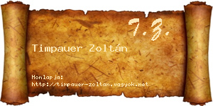 Timpauer Zoltán névjegykártya